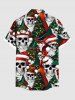 Chemise à poches boutonnées avec chapeau de Noël et imprimé tête de mort pour hommes (grandes tailles) - Noir S