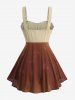 Plus Size Ombre Flowers Jacquard Banana Buckle Ruffles Tank Top -  