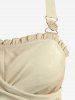 Plus Size Ombre Flowers Jacquard Banana Buckle Ruffles Tank Top -  
