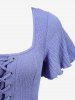 Robe à volants, lacets, œillets, plissée et cintrée asymétrique - Pourpre  S