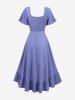 Ruffles Lace Up Grommets Plisse Cinched High Low Dress -  