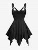 Moon Zipper Buckle Waist Ruffle Asymmetrical Tank Top -  