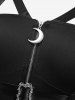 Moon Zipper Buckle Waist Ruffle Asymmetrical Tank Top -  