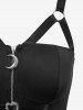 Moon Zipper Buckle Waist Ruffle Asymmetrical Tank Top -  