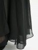 Stripes Print Asymmetrical Hooded Top and Sheer Mesh Patchwork Ruffles Flare Pants Plus Size Outfit -  