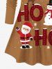 Christmas Elk Snowflake Snowman Santa Claus Letters Print Long Sleeves Women T-shirt and Leggings Plus Size Matching Set -  
