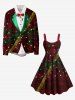 Christmas Light Plaid Ribbons Bowknot 3D Print Plus Size Matching Outfit For Couples -  
