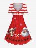 Christmas Santa Claus Elk Snowflake Holly Fruit Print Plus Size Matching Outfit For Couples -  