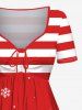 Christmas Santa Claus Elk Snowflake Holly Fruit Print Plus Size Matching Outfit For Couples -  