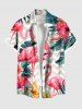 Tropical Leaf Hibiscus Flower Flamingo Zig Zag Print Plus Size Matching Hawaii Beach Outfit For Couples -  