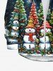 Plus Size Christmas Tree Snowman Snowflake Galaxy Print Buttons Pocket Long Sleeves Shirt For Men -  