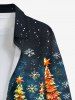 Plus Size Christmas Tree Snowman Snowflake Galaxy Print Buttons Pocket Long Sleeves Shirt For Men -  