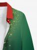 Chemise de Noël grande taille à imprimé 3D avec boutons et poches pour homme, motif feuilles de houx et de fruits, blocs de couleurs et paillettes - Vert 2XL