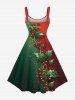 Robe débardeur grande taille à imprimé 3D pailleté et feuilles de houx de Noël - Rouge S