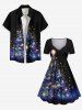 Plus Size Christmas Tree Star Glitter 3D Print Cinched Dress -  