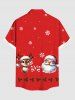 Chemise de Noël grande taille à imprimé Père Noël, élan, flocon de neige, houx, fruits, boutons et poche pour homme - Rouge M