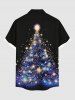 Chemise grande taille à boutons et poches pour homme, motif sapin de Noël, étoiles et paillettes, imprimé 3D - Noir S