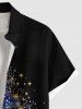 Chemise grande taille à boutons et poches pour homme, motif sapin de Noël, étoiles et paillettes, imprimé 3D - Noir S