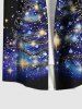 Chemise grande taille à boutons et poches pour homme, motif sapin de Noël, étoiles et paillettes, imprimé 3D - Noir S