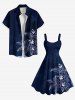 Robe débardeur hawaïenne grande taille à imprimé feuilles et fleurs d'hibiscus - Noir S