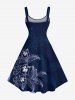 Robe débardeur hawaïenne grande taille à imprimé feuilles et fleurs d'hibiscus - Noir S