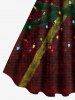 Robe débardeur grande taille à carreaux lumineux de Noël, rubans, nœud papillon, imprimé 3D - Rouge Vineux XS