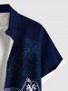 Chemise hawaïenne grande taille à imprimé feuilles d'hibiscus et boutons avec poche pour homme - Bleu Marine S