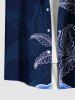 Chemise hawaïenne grande taille à imprimé feuilles d'hibiscus et boutons avec poche pour homme - Bleu Marine M
