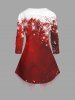 T-shirt 2 en 1 imprimé flocon de neige et paillettes 3D de Noël grande taille - Rouge 5X