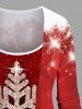 T-shirt 2 en 1 imprimé flocon de neige et paillettes 3D de Noël grande taille - Rouge 5X