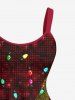 Plus Size Christmas Light Plaid Ribbons Bowknot 3D Print Tank Dress -  