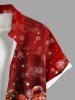 Plus Size Christmas Snowman Snowflake Colorblock Print Buttons Pocket Shirt For Men -  