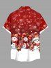 Plus Size Christmas Snowman Snowflake Colorblock Print Buttons Pocket Shirt For Men -  