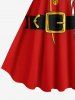 Costume de Père Noël de Noël grande taille, robe trapèze à imprimé bonbon - Rouge 2X