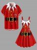 Costume de Père Noël de Noël grande taille, robe trapèze à imprimé bonbon - Rouge 4X
