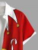 Chemise de Noël grande taille avec imprimé bonbon et poche boutonnée pour homme - Rouge S