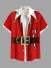 Chemise de Noël grande taille avec imprimé bonbon et poche boutonnée pour homme - Rouge S