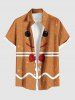 Plus Size Christmas Gingerbread Print Button Pocket Shirt For Men -  