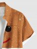 Plus Size Christmas Gingerbread Print Button Pocket Shirt For Men -  