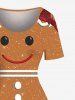 Robe trapèze grande taille à imprimé pain d'épices de Noël - Brun Légère S