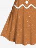 Plus Size Christmas Gingerbread Print A Line Dress -  