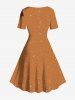 Plus Size Christmas Gingerbread Print A Line Dress -  