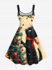 Robe trapèze imprimée sapin de Noël grande taille - Beige XS