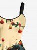 Robe trapèze imprimée sapin de Noël grande taille - Beige XS
