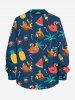 Chemise à boutons grande taille pour homme, imprimée avec élans, Père Noël, pastèques, ananas et cocotiers, style hawaïen. - Bleu profond 8XL