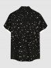 Plus Size Christmas Snowflake Cat Scarf Print Button Pocket Shirt For Men -  