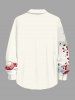 Plus Size Christmas Tree Snowflake Snowman Cup Ribbon Music Symbol Print Button Shirt For Men -  