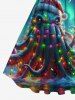 Christmas Hat Light Octopus Ombre Galaxy Print Plus Size Matching Outfit For Couples -  