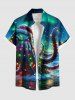 Christmas Hat Light Octopus Ombre Galaxy Print Plus Size Matching Outfit For Couples -  