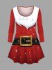 Christmas Santa Claus Belt Star Glitter 3D Print Plus Size Matching Set -  